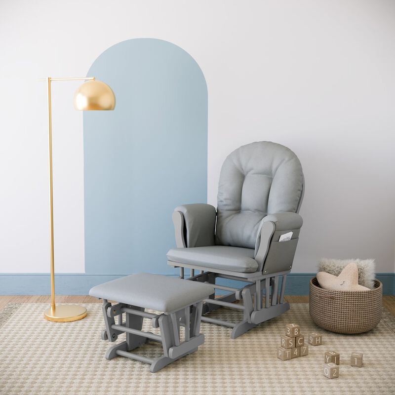 Storkcraft Hoop Glider and Ottoman - Pebble Gray with Light Gray