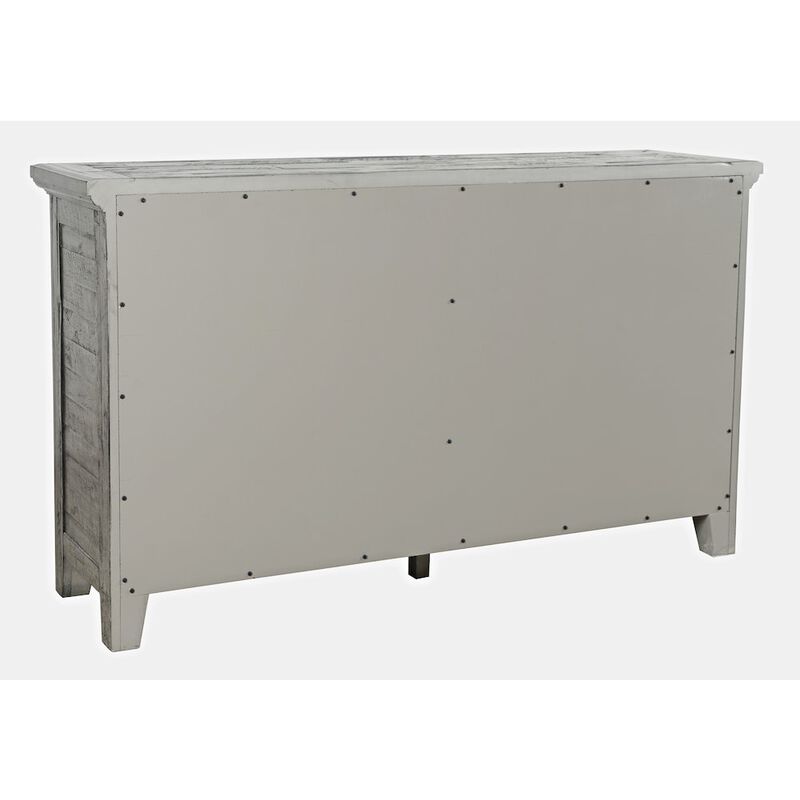 Jofran Rustic Shores 54 Coastal Distressed Acacia Four-Door Credenza Cabinet
