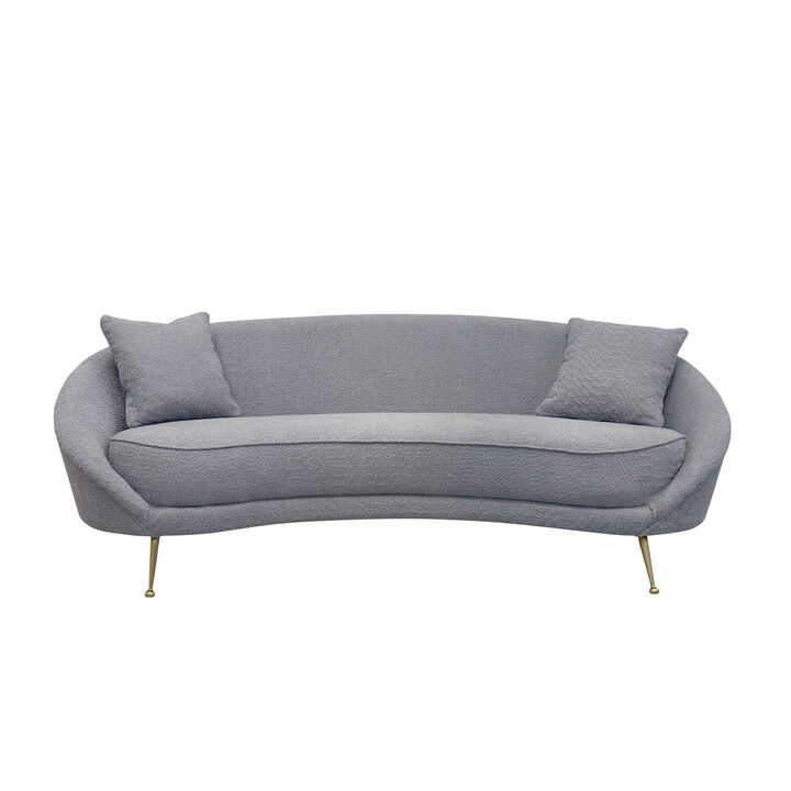 Pasargad Home Luna Collection Curved Sofa, 2 Pillows Included, Mocha