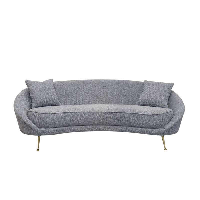 Pasargad Home Luna Collection Curved Sofa, 2 Pillows Included, Mocha
