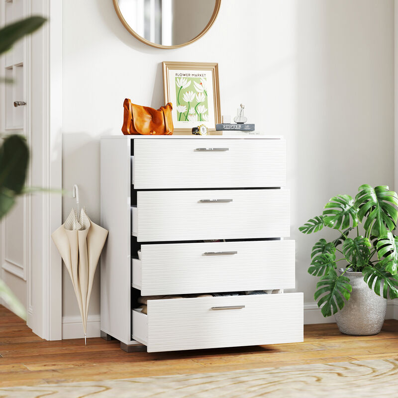 4 Drawer Storage Cabinet with Metal Legs Handles with Anti-Toppling Devices