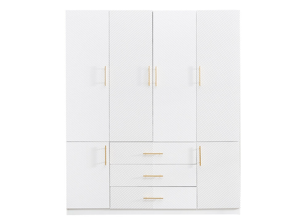 White Wood Wardrobe Closet Armoire Freestanding Closet Cabinet for Bedroom Bathroom Clothes Storage Closet Wardrobe with Hanging Rod, Wooden Clothes Organizer