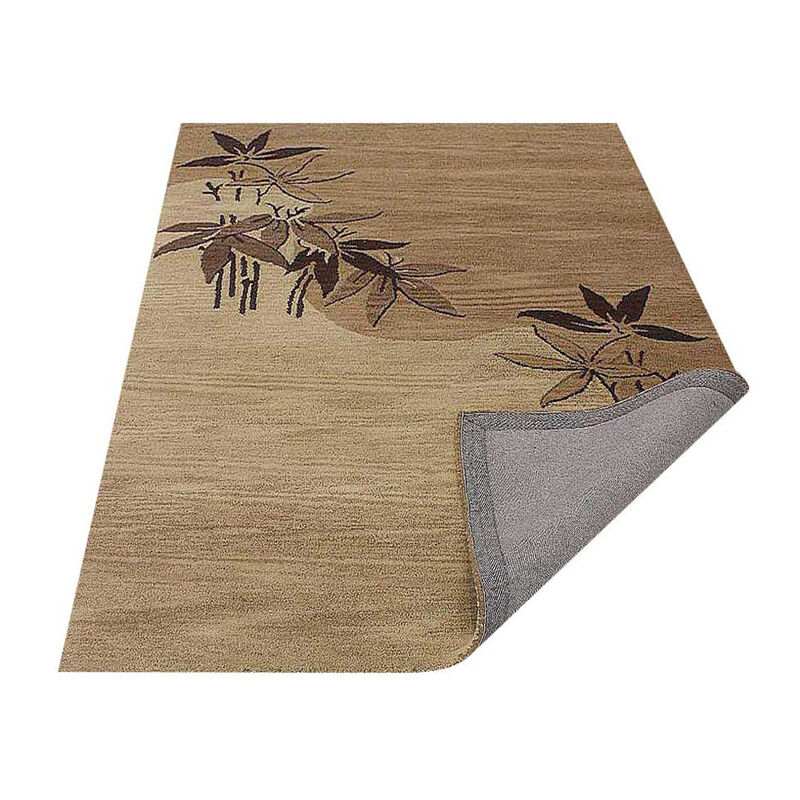 RUGSOTIC CARPETS HAND TUFTED WOOL ECO-FRIENDLY AREA RUGS  - 9'x12', Rectangle Shape, Light Brown, Floral Modern Design, High Pile Thick Handmade Area Rugs for Living Room, Bed Room (K00905)