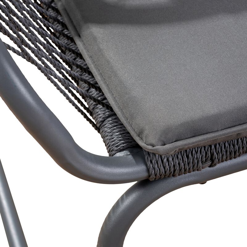 Ciao 3 Piece Outdoor Set, 2 Chairs, 1 Table, Gray Woven Rope and Steel