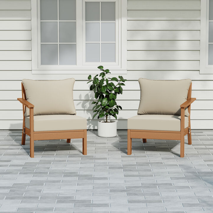WestinTrends Outdoor Patio HDPE Loveseat Sofa with Patio Cushions