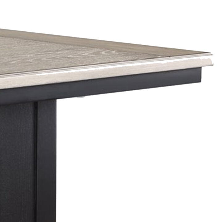 Kara 60 Inch Counter Height Dining Table, Lower Shelves, Wood, Black, Beige - Benzara