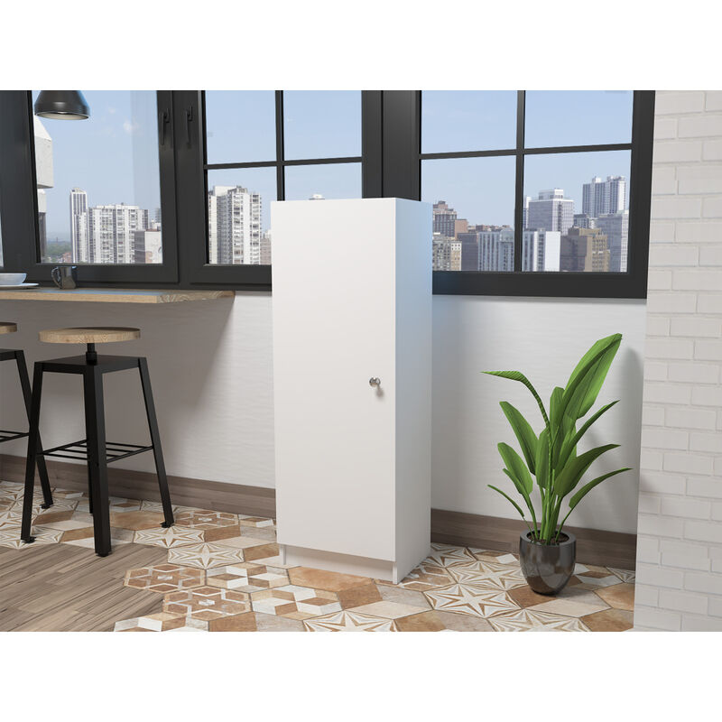 Belleria Single Door Pantry With Four Interior Shelves - White
