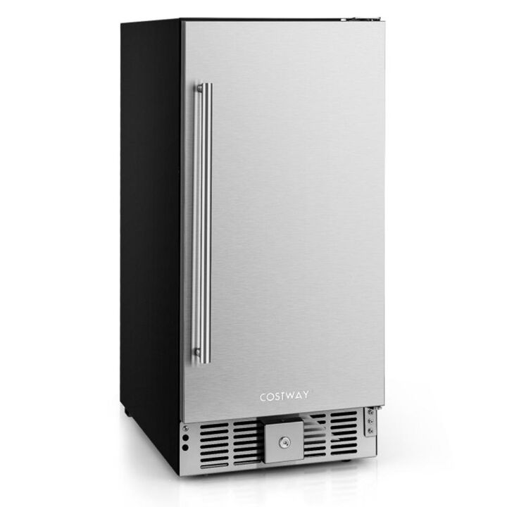 Costway Compact Refrigerator with Adjustable Thermostat and Stainless Steel Door