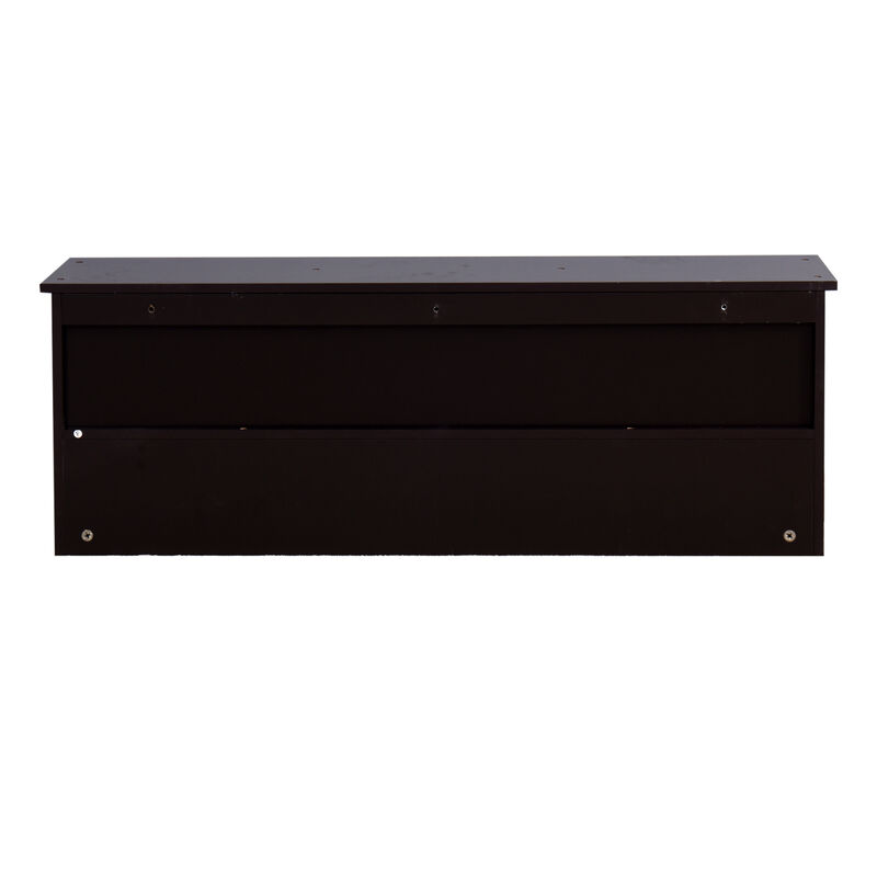 Espresso Entryway Wall Mounted Coat Rack With 4 Dual Hooks Living Room Wooden Storage Shelf