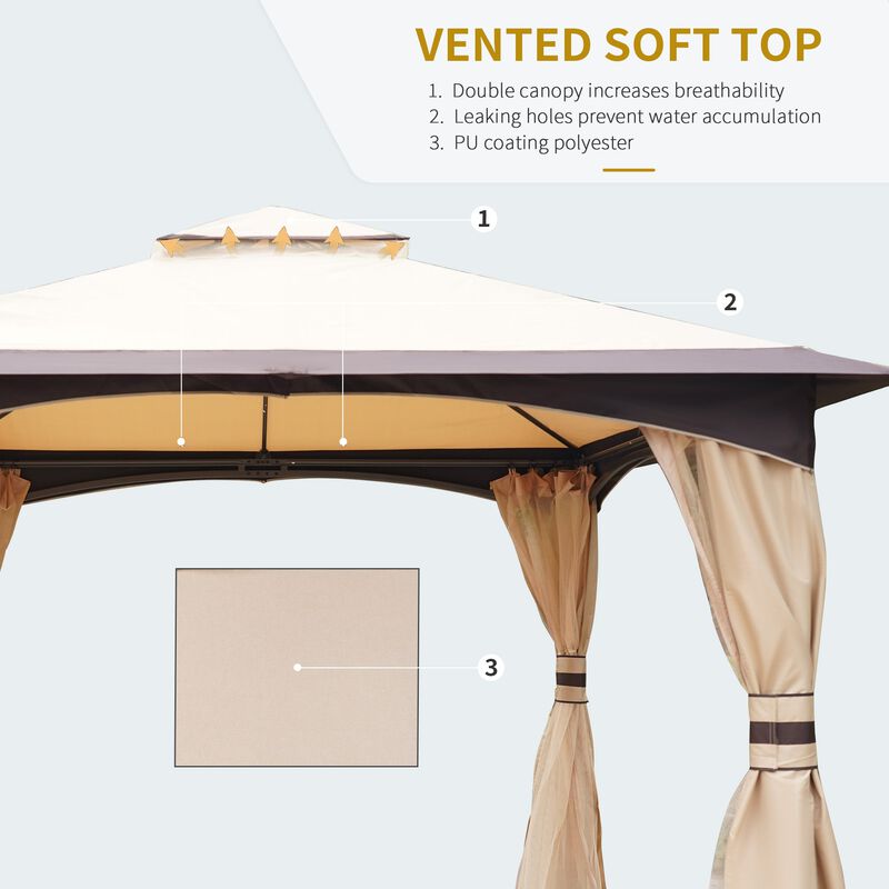 Lawn Party Central: 10x12 ft Outdoor Gazebo with Mesh Netting