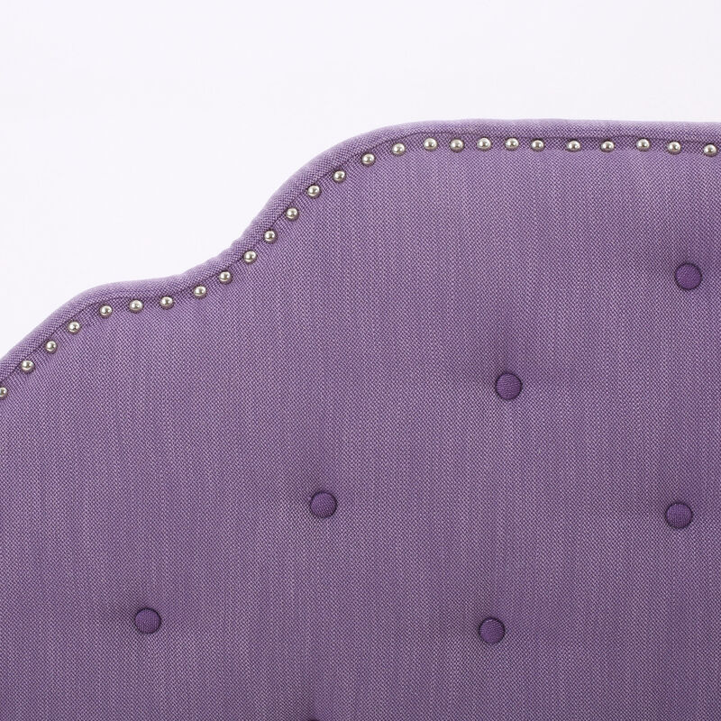 Contemporary Button-Tufted Upholstered Headboard with Nailhead Accents