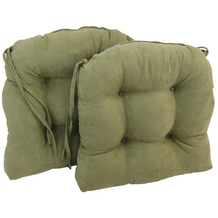 Blazing Needles 16-inch Solid Microsuede U-shaped Tufted Chair Cushions (Set of 2)