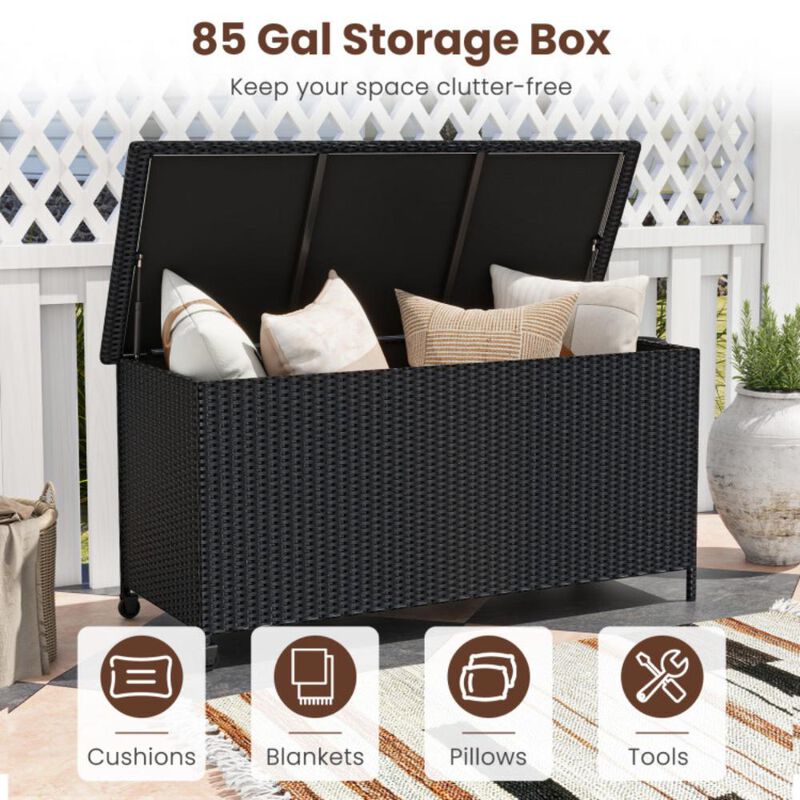 Hivvago Indoor Outdoor 85 Gallon Storage Container with Waterproof Liner and Universal Wheels