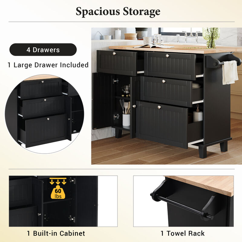 Farmhouse Kitchen Island Set with 2 Stools