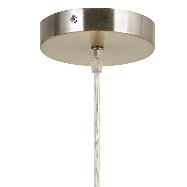 60W x 3 Drum Shade Pendant Fixture, Beige and Silver-Benzara
