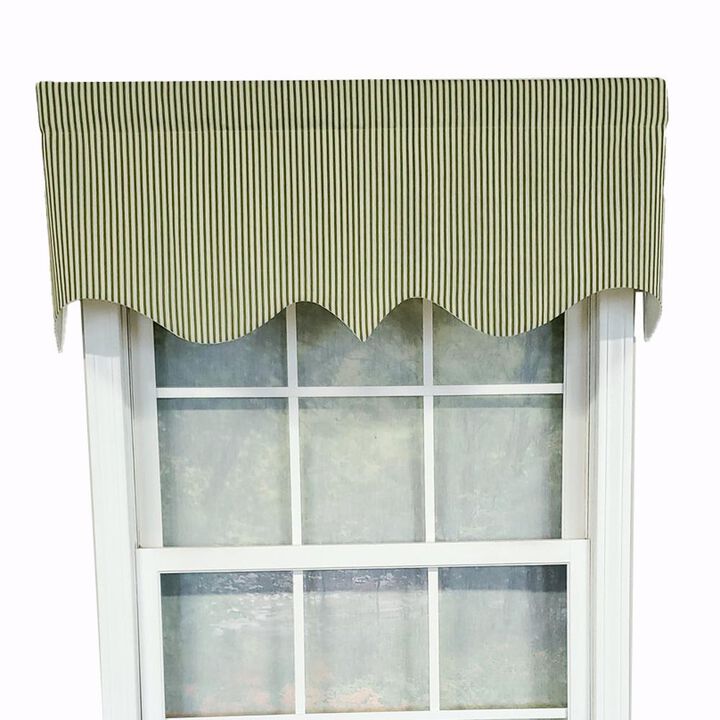 RLF Home Luxurious Modern Design Classic MG-Ticking Stripe Regal Style Window Valance 50" x 17" Black