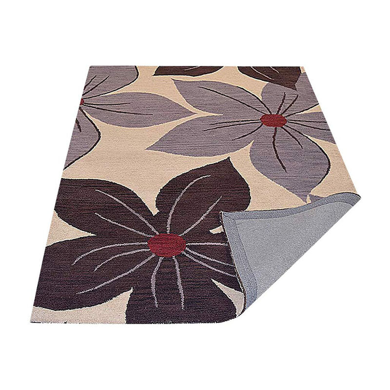 RUGSOTIC CARPETS HAND TUFTED WOOL ECO-FRIENDLY AREA RUGS  - 8'x10', Rectangle Shape, Cream, Floral Modern Design, High Pile Thick Handmade Anti Skid Area Rugs for Living Room, Bed Room (K00926)