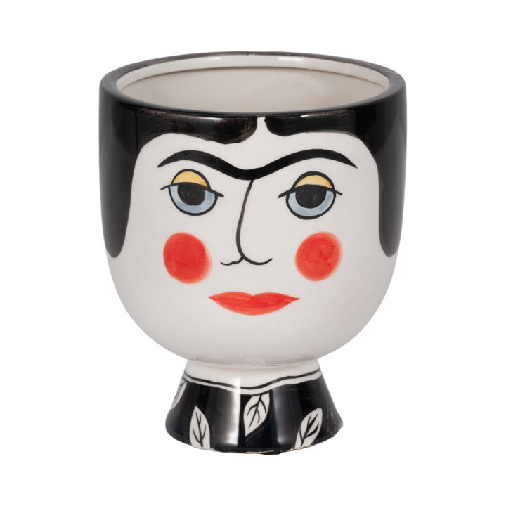 6" Black Frida Face Stone Vase