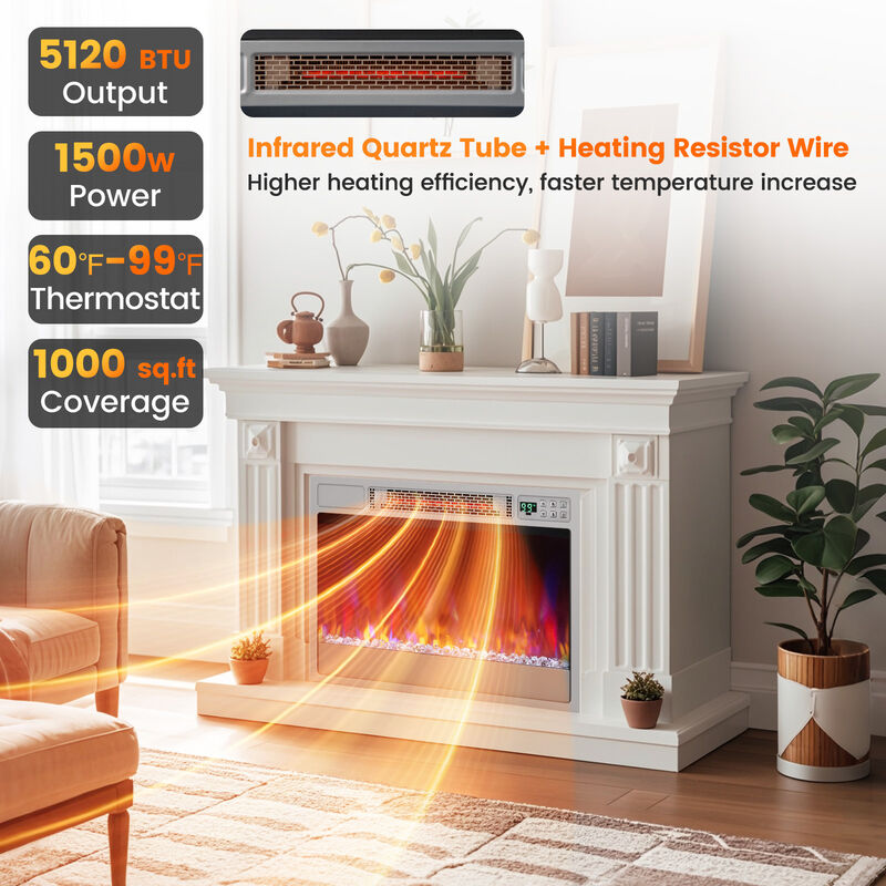 Electric Fireplace Insert with Remote Control for Home or Living Room Heating
