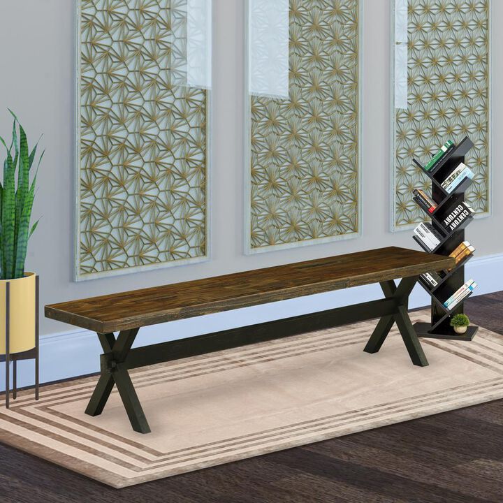 East West Furniture Dining Bench Wire brushed Black & Distressed Jacobean, XB677