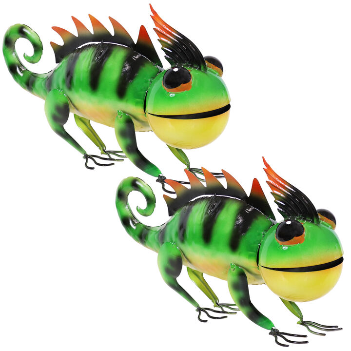 Sunnydaze Greg the Green Chameleon Indoor and Outdoor Metal Statue - 8.5 in