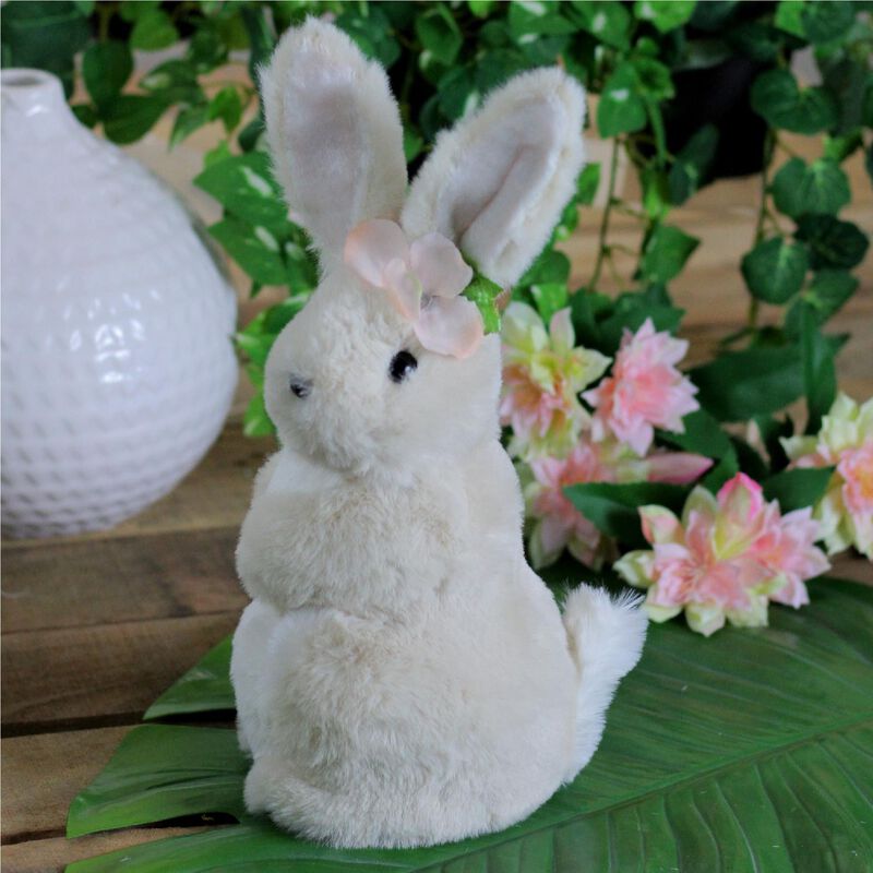 11.5� Beige Plush Standing Easter Bunny Rabbit Girl Spring Tabletop Figurine