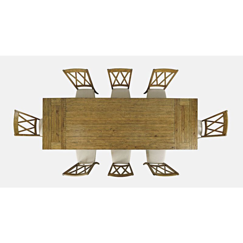 Jofran Telluride Nine Piece Rustic Farmhouse Solid Wood 127 Extendable Dining Set