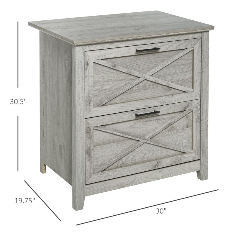 Grey Retro Organizer: 2-Drawer Lateral File Cabinet for Documents