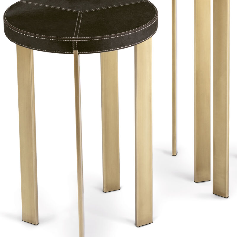 Andres Hair on Hide Brass Mixer Table Set