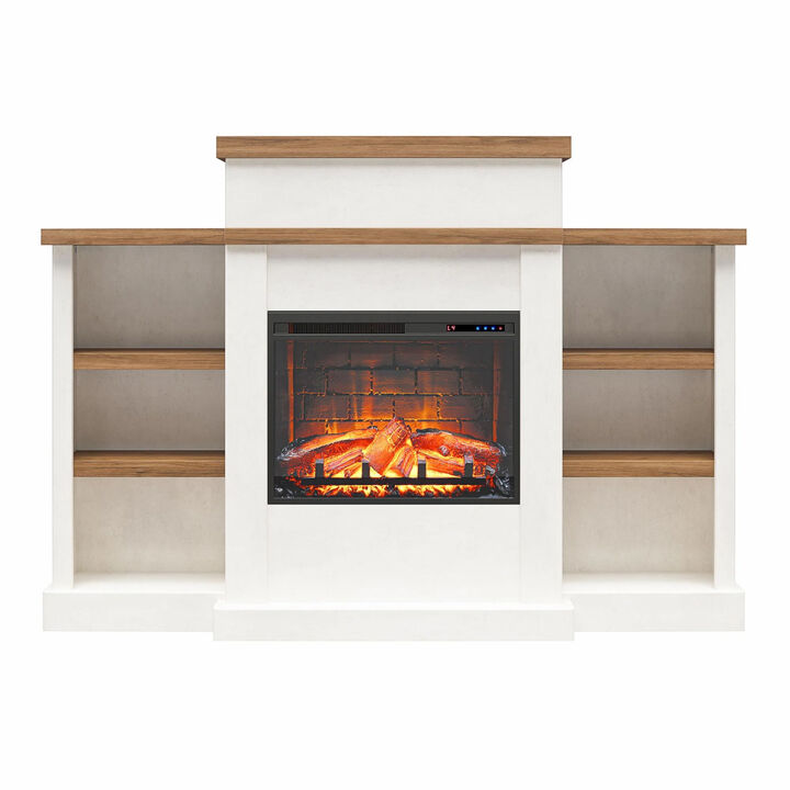 Ameriwood Home Gateswood Electric Fireplace Space Heater with Mantel and Bookcase