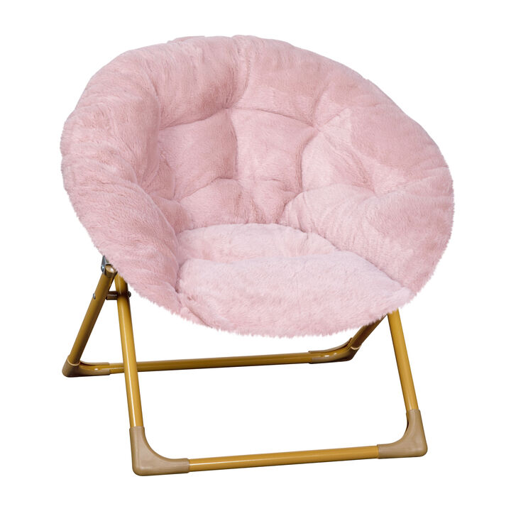 Blush Kids Fur Moon Chair - Benzara
