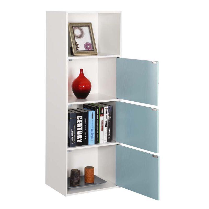 Convenience Concepts Xtra Storage 3 Door Cabinet with Shelf, White/Seafoam