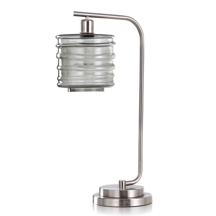 Nickel & Smoke Glass Desk Lamp