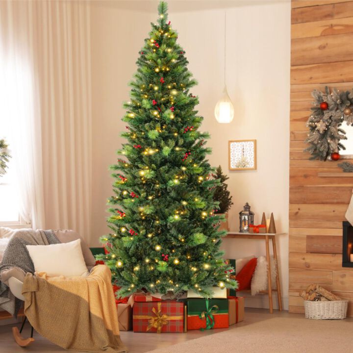 Hivvago 6/7/8 Feet Pre-Lit Artificial Christmas Tree with 300/400/500 LED Lights