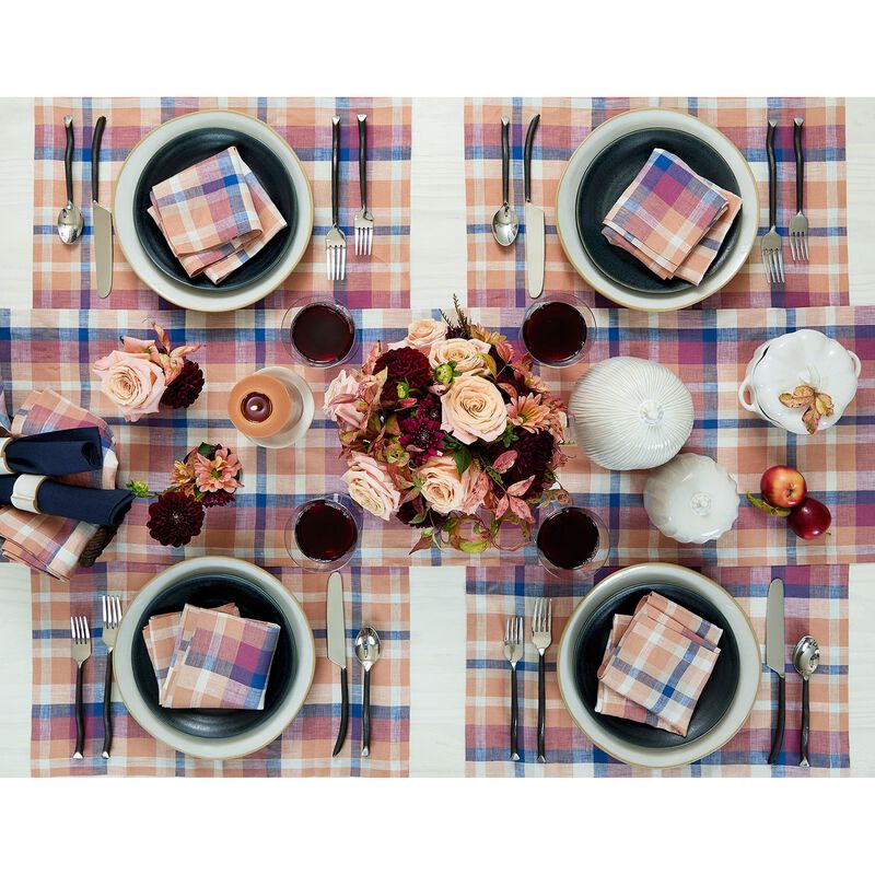 Solino Home 100% Pure Linen Table Runner 14 x 120 Inch | Fall Flavors Madras