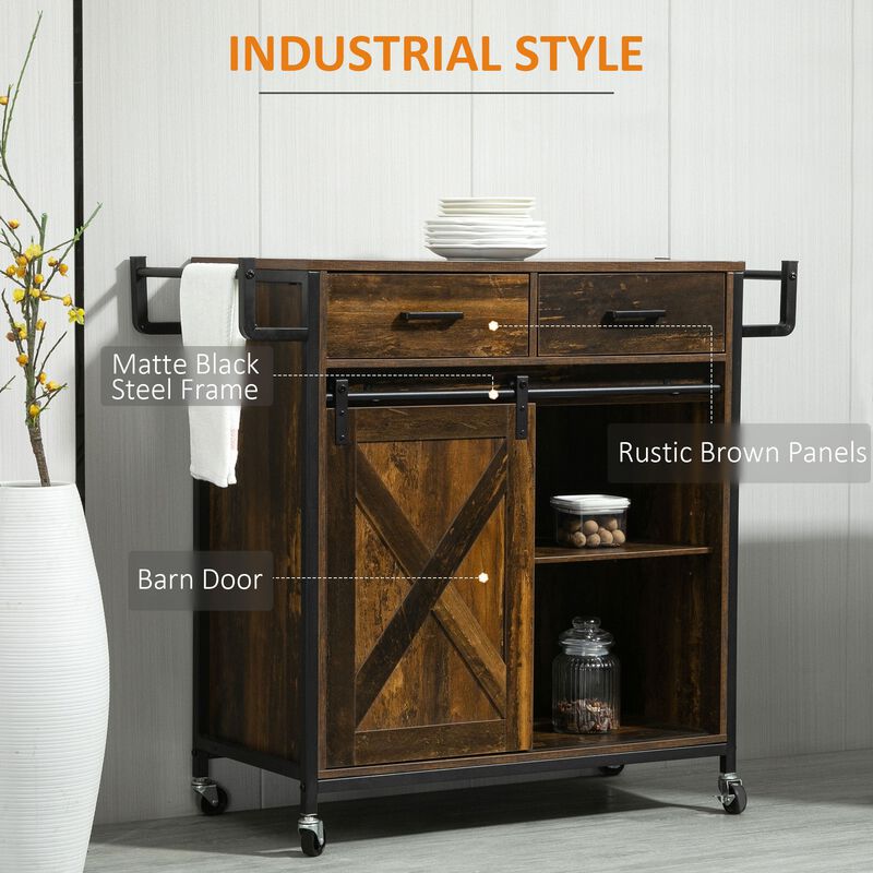 Rustic Kitchen Helper: Rolling Cart with Adjustable Shelf