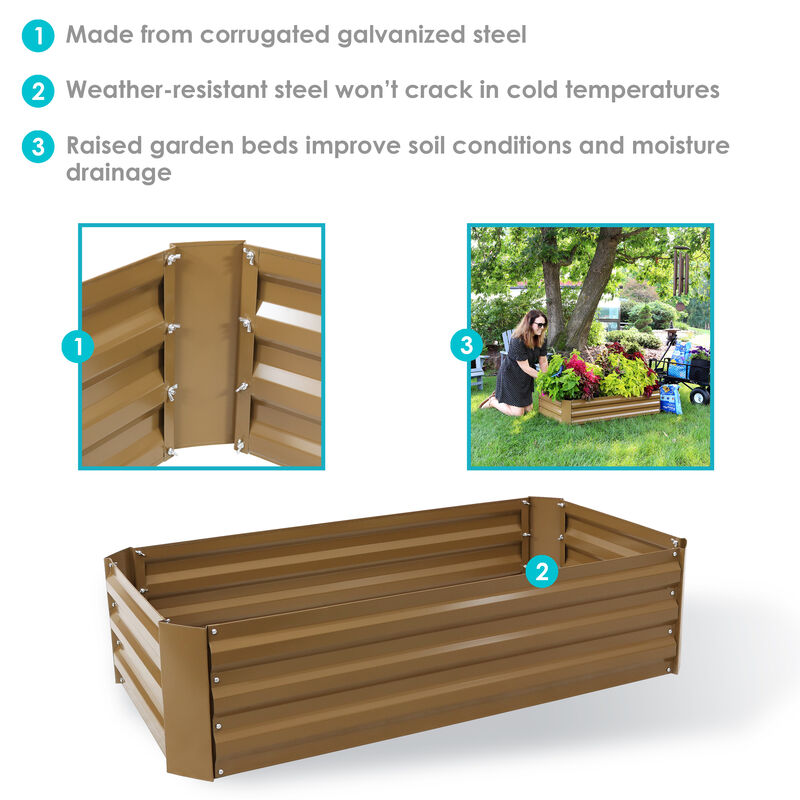 Sunnydaze Galvanized Steel Rectangle Raised Garden Bed