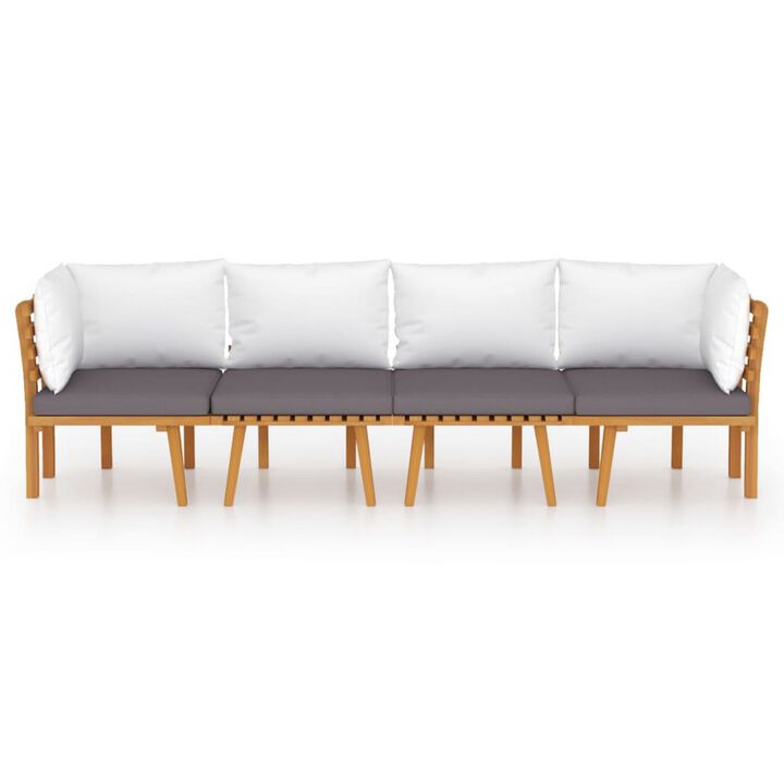 Roma 4pc Outdoor Modular Sofa Set, Solid Acacia Wood - Benzara