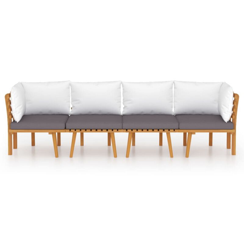 Roma 4pc Outdoor Modular Sofa Set, Solid Acacia Wood - Benzara