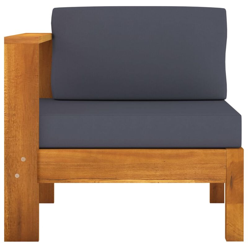 vidaXL 3-Seater Garden Sofa with Dark Gray Cushions Acacia Wood