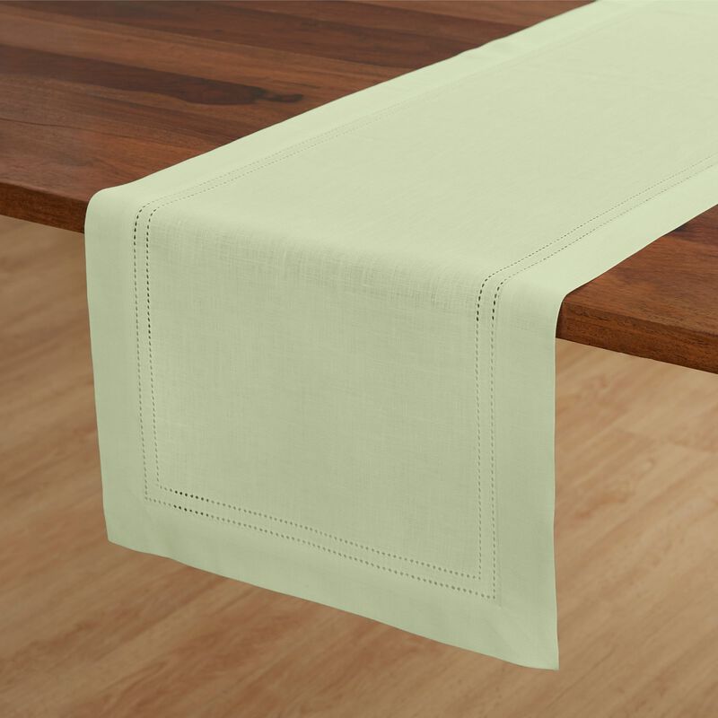 Solino Home 100% Pure Linen Table Runner | Linen Double Hemstitch