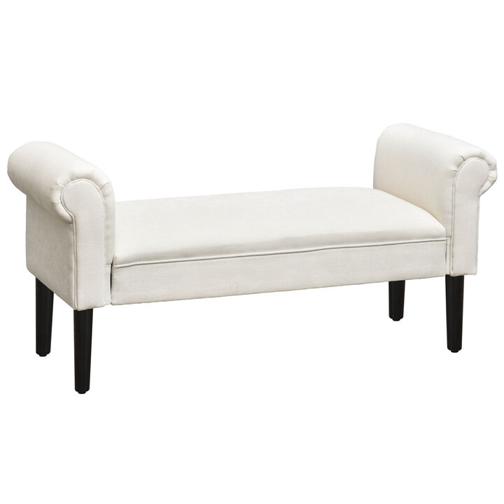 52" Modern Rolled Arm Bench Bed End Ottoman Sofa Seat Footrest Bedroom Entryway