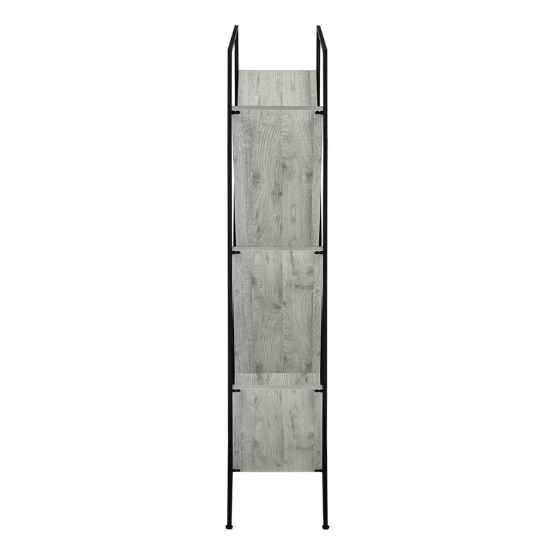 Monarch Specialties I 2200 Bookshelf, Bookcase, Etagere, 3 Tier, 60"H, Office, Bedroom, Metal, Laminate, Grey, Black, Contemporary, Modern
