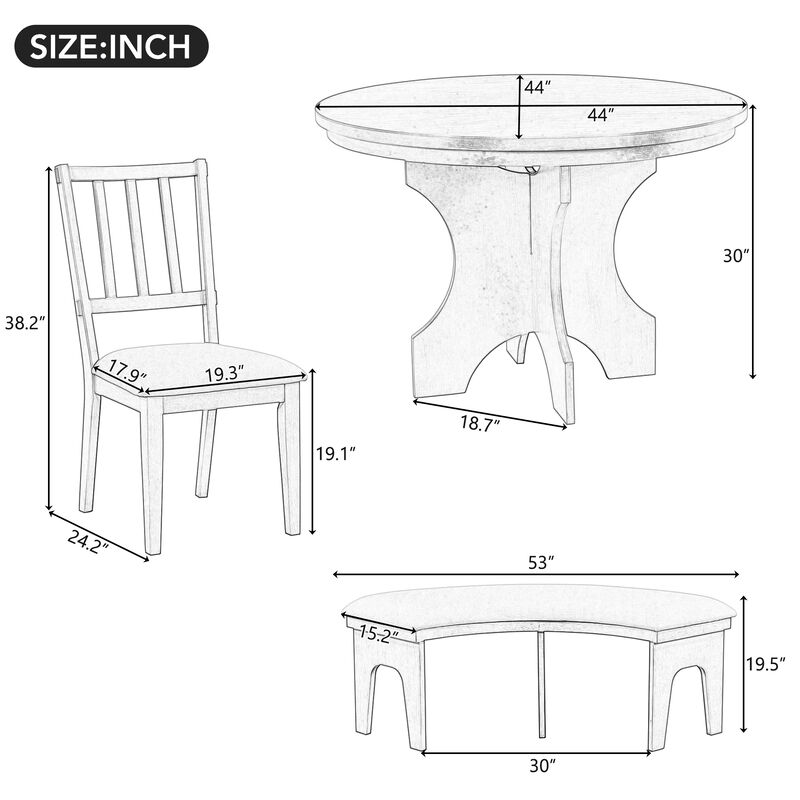 Merax 5-piece Rustic Charm Round Table Dining Set