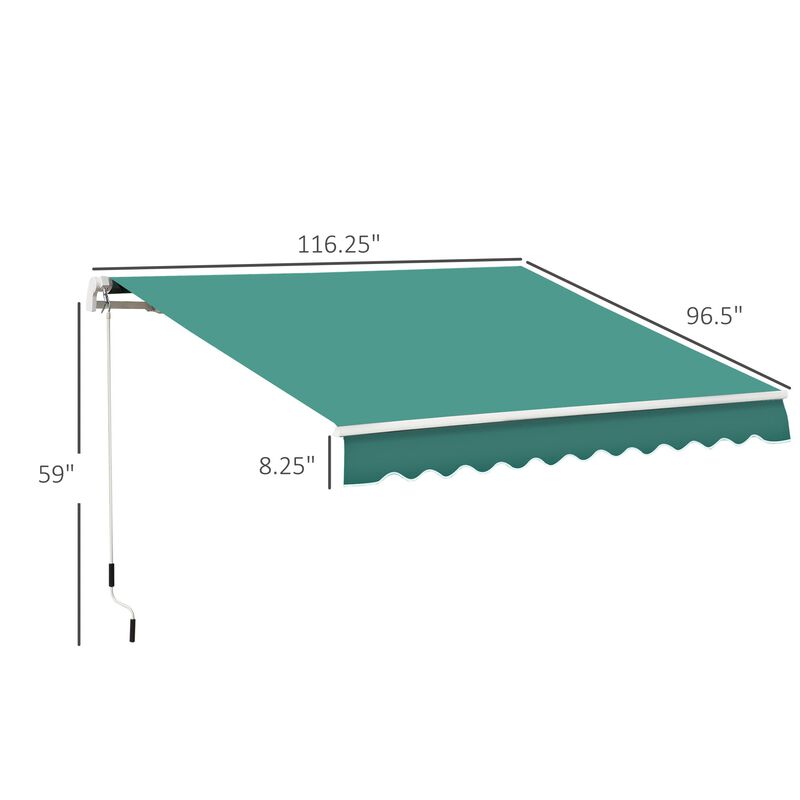 Verdant Yard Cover: 10'x8' Green Crank-Operated Retractable Awning