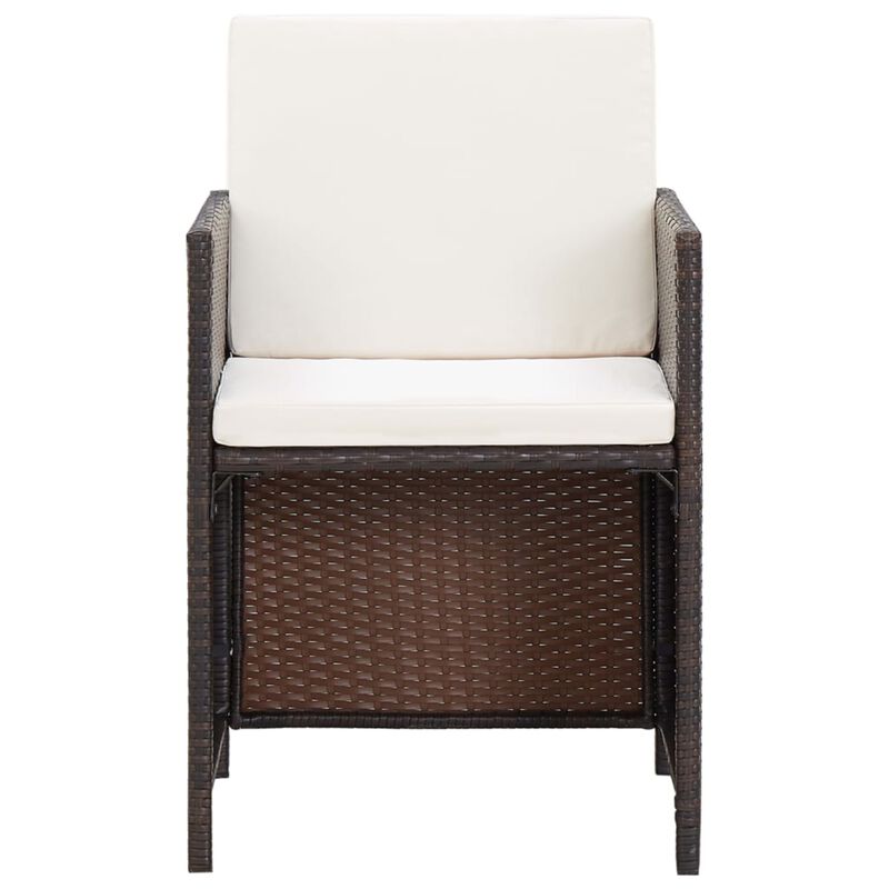 vidaXL Garden Chairs with Cushions 2 pcs Poly Rattan Brown