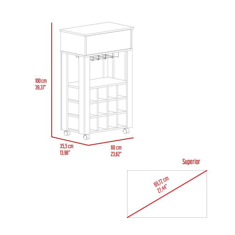 Bar Cart Bayamon, Living Room, Light Gray