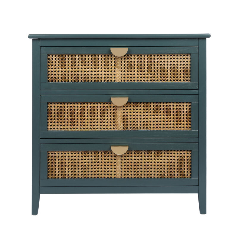 3 Drawer Cabinet, Natural Rattan, American Furniture, Suitable For Bedroom, Living Room, Study