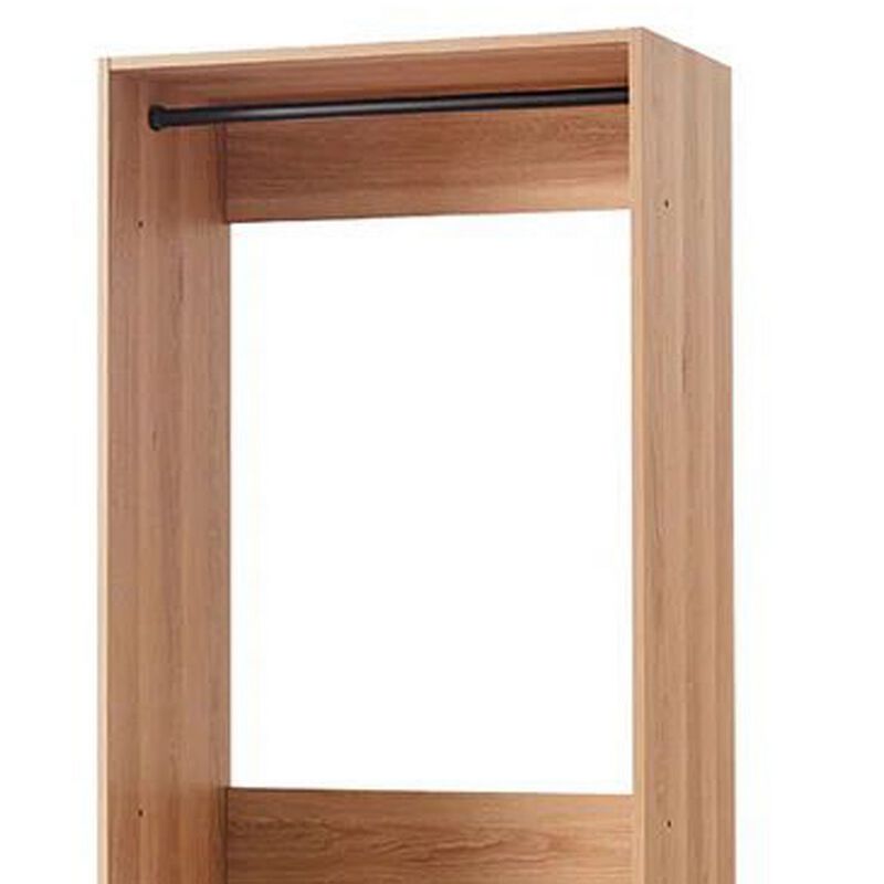 Dee Modular Closet System, 1 Metal Hanging Rod and 1 Shelf, Oak Brown