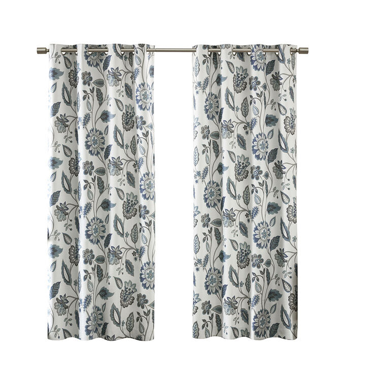 Gracie Mills Icarus Floral Jacquard Printed Room Darkening Curtain Panel - 50x95"